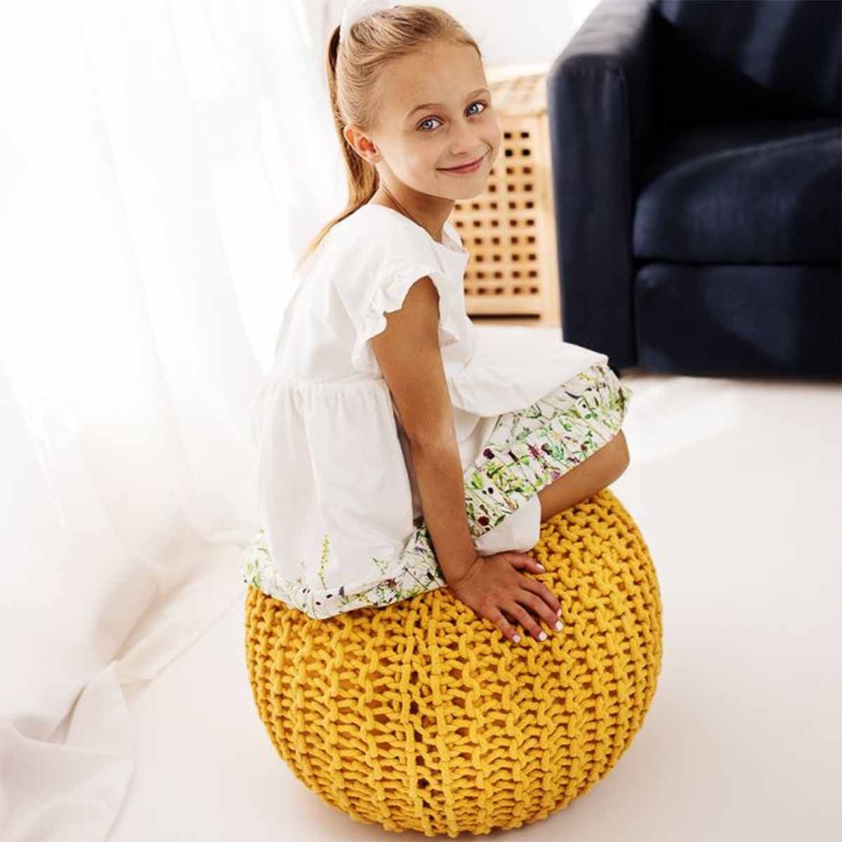 Knitted pouffe sales the range