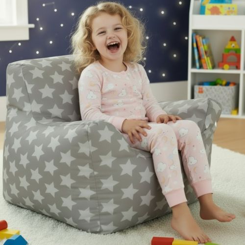 Funzee Kids Small Beanbag Chair - Silver Star