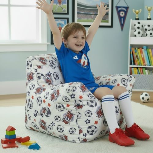 Funzee Kids Small Beanbag Chair - White Goal