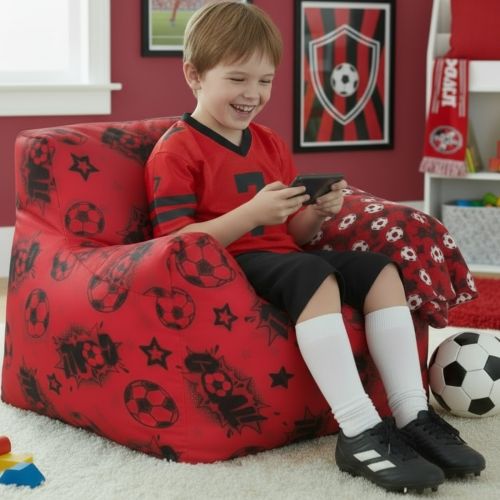 Funzee Kids Small Beanbag Chair - Red Goal