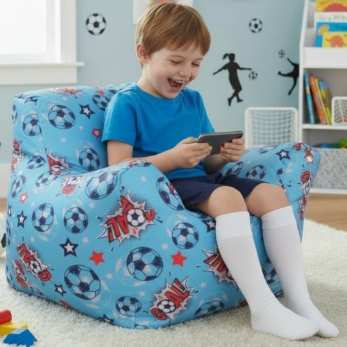 Funzee Kids Small Beanbag Chair - Blue Goal