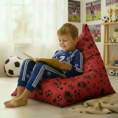 Kids Triangle Red Goal Print Beanbag