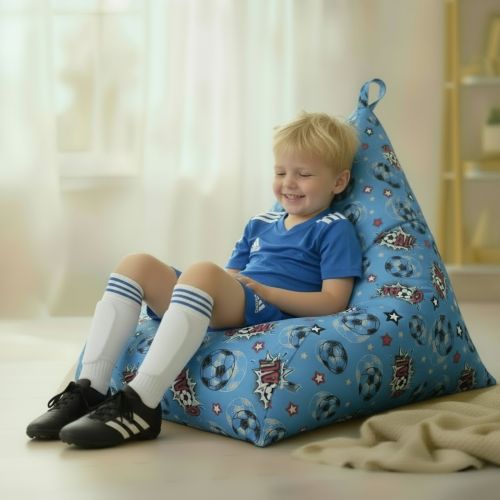 Kids Triangle Blue Goal Print Beanbag