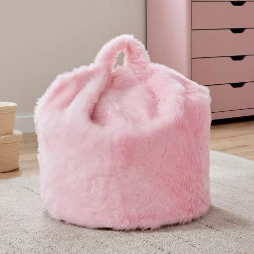 Kids Pink Fur Beanbag