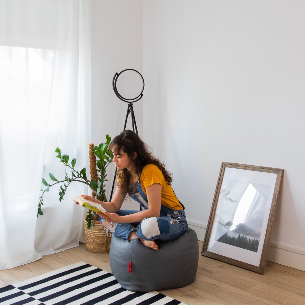 Piggy Footstool Large Bean Bag - Grey